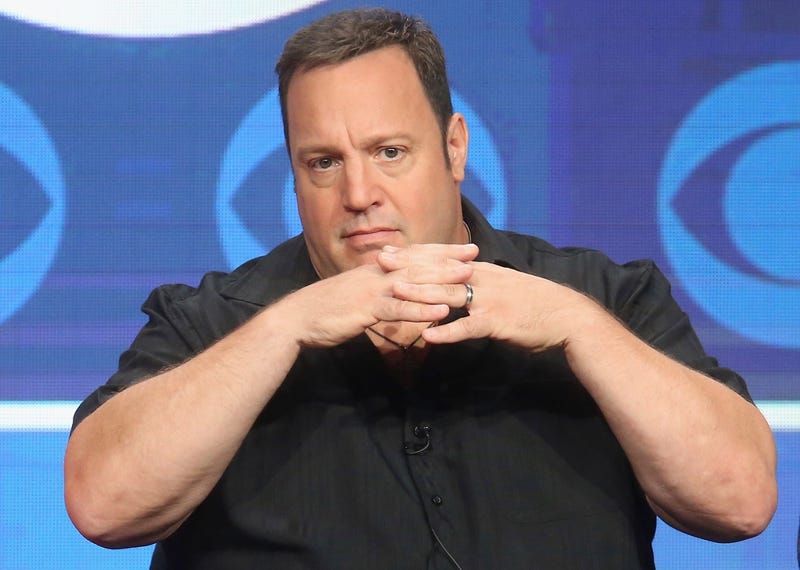 CBS TV star Kevin James demonstrating with his hands the synergy made possible with new media platforms, probably (Photo by Frederick M. Brown/Getty Images)