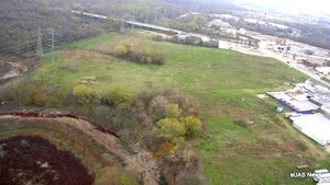 Illustration for article titled A Drone Spotted This Disgusting River Of Meat Blood In Texas