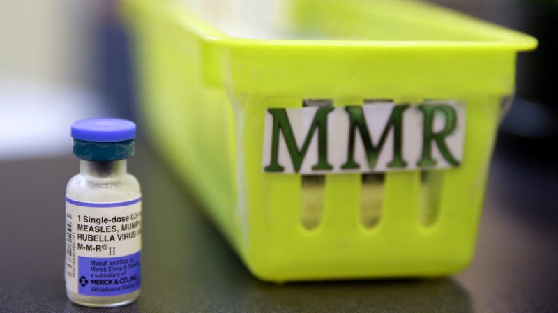 The measles, mumps, and rubella (MMR) vaccine, seen at a pediatrics clinic in Greenbrae, California in 2015.