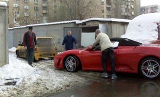 Illustration for article titled Daewoo Tico Towing Prowess Proven with Ferrari F430