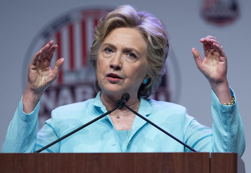 Democratic presidential nominee Hillary Clinton speaks during the National Association of Black Journalists and National Association of Hispanic Journalists joint convention in Washington, D.C., Aug. 5, 2016. Attendance of 3,890 is credited with helping NABJ to achieve a projected $1 million surplus. SAUL LOEB/AFP/Getty Images