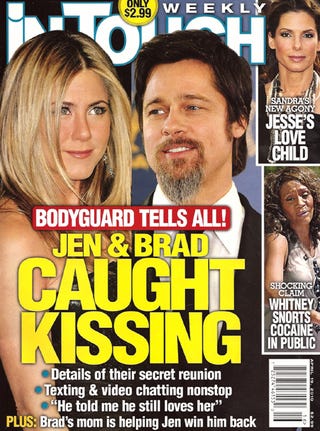 Illustration for article titled This Week In Tabloids: Brad & Jen Seen Kissing; Whitney Houston On Coke
