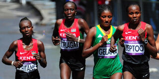 Mary Jepkosgei Keitany, Edna Ngeringwony Kiplagat, Tiki Gelana, Priscah Jeptoo at the 2012 London Olympics (Stu Forster/Getty)
