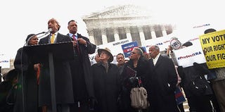 Rev. Al Sharpton and Rev. Jesse Jackson rally in D.C. for voting rights in February (Chip Somodevilla/Getty Images)