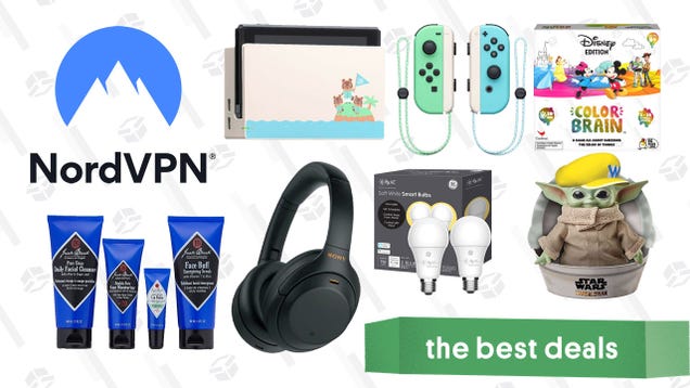 Thursday's Best Deals: NordVPN, Baby Yoda Plush, GE Smart Bulbs, Animal Crossing Switch Console, Sony Noise Canceling Headphones, and More