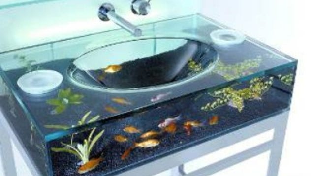 fish aquarium bathroom sink