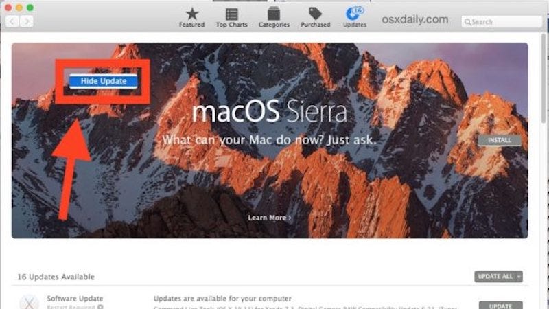 photo of Hide the Giant macOS Sierra Update Banner in the Mac App Store With a Click image