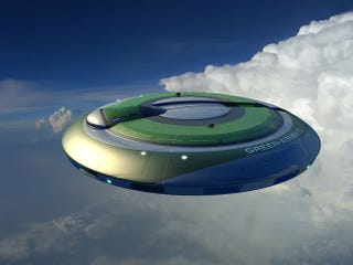 Illustration for article titled Green Airways Flying Saucer Plane Design