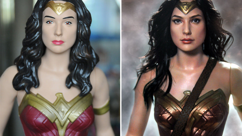 Illustration for article titled Artist Turns $20 Wonder Woman Toy Into a Spectacular Miniaturized Gal Gadot