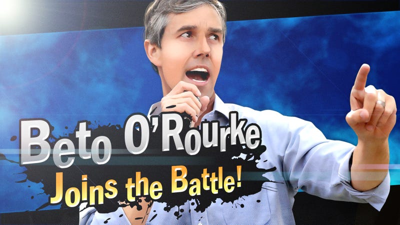Illustration for article titled Breaking New Ground: Beto O’Rourke Has Become The First Presidential Candidate Available As A ‘Smash Ultimate’ DLC Fighter