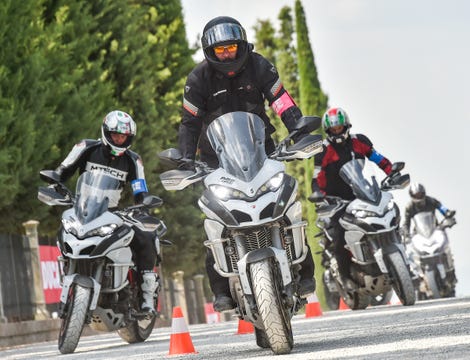 The author tries not to fall off a Ducati Multistrada.