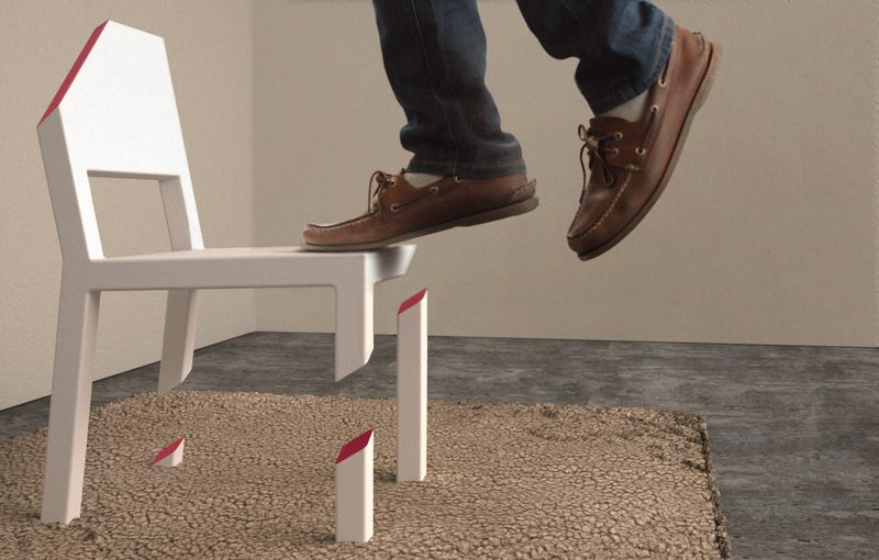 Illustration for article titled How Is This One-Legged Chair Not Falling Over?