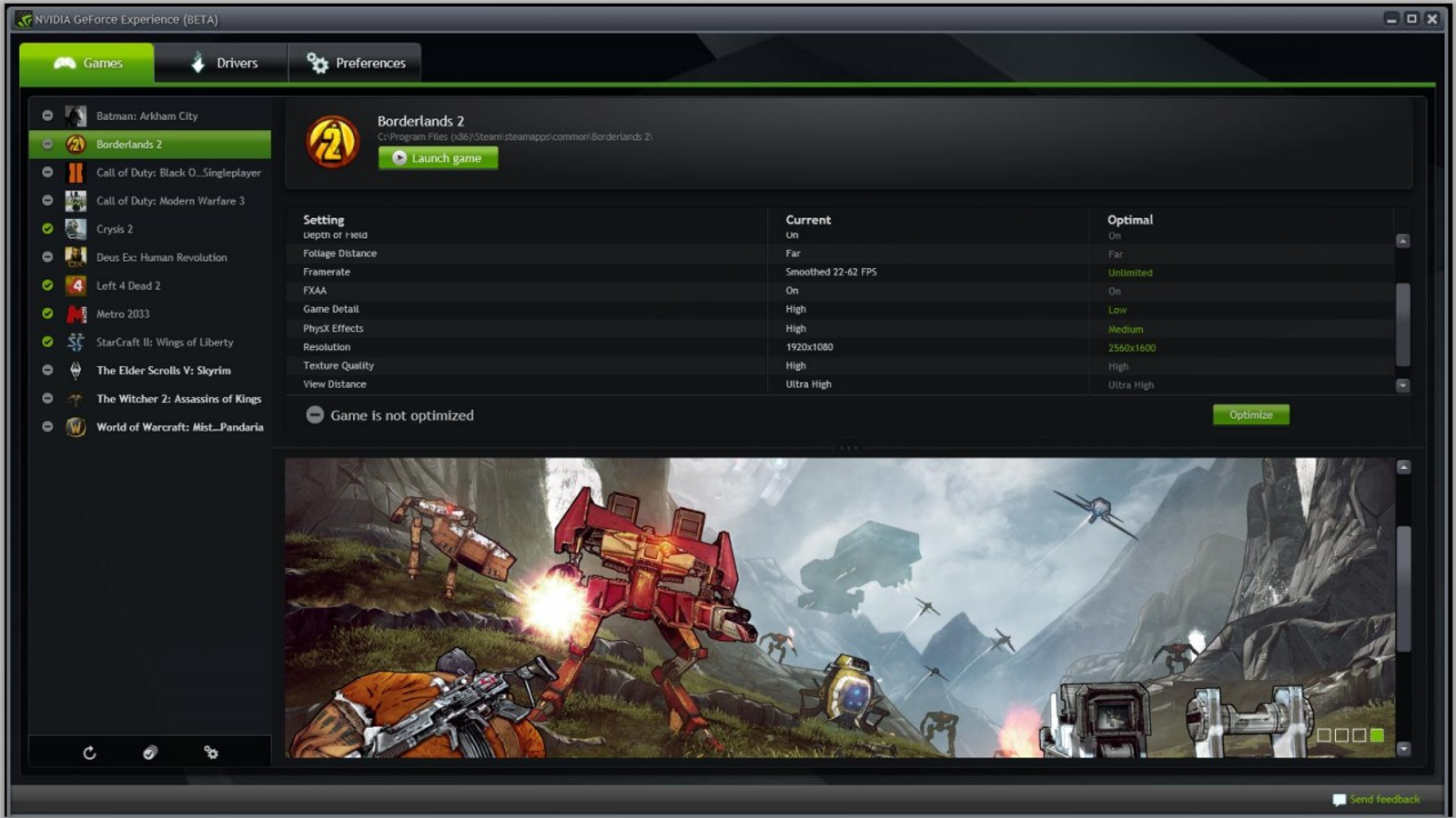 geforce experience game cannot be optimized
