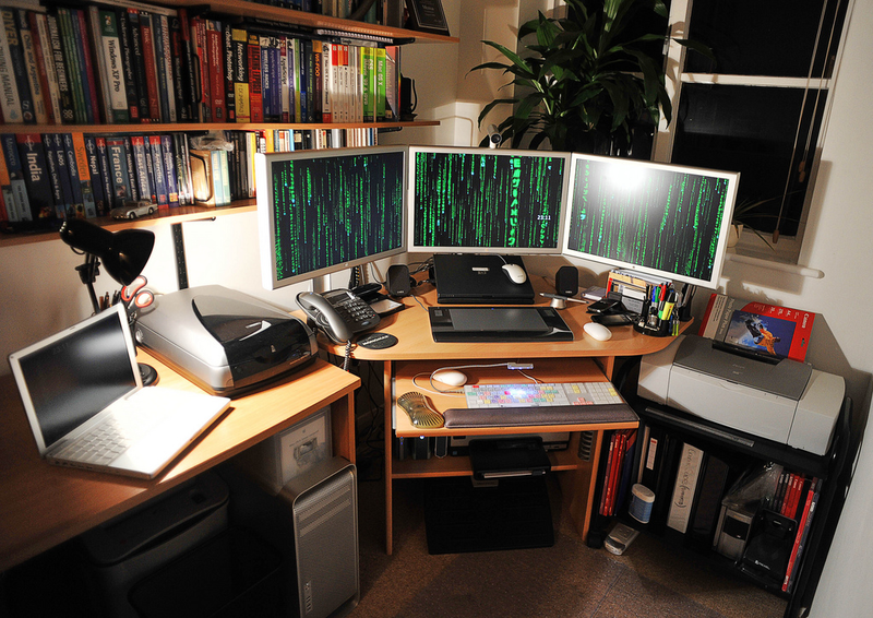 multiple computers at work