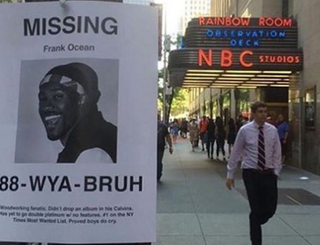 A Frank Ocean “missing” flier posted on a New York City streetInstagram