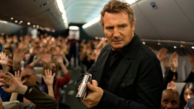 Illustration for article titled Liam Neeson hunts a hijacker in the mile-high mystery Non-Stop