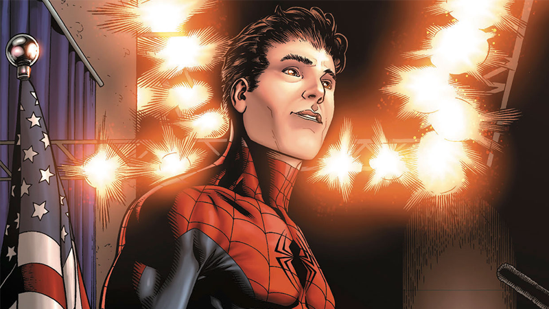 Peter Parker, revealed to the world as Spider-Man in Civil War #2.
