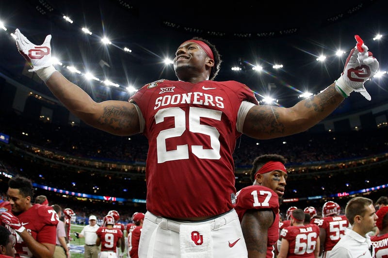 Joe Mixon of the Oklahoma Sooners reacts after a touchdown against the Auburn Tigers during the Allstate Sugar Bowl at the Mercedes-Benz Superdome on Jan. 2, 2017, in New Orleans. Jonathan Bachman/Getty Images