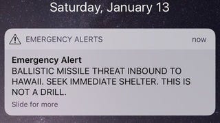 Hawaii Alert System Accidentally Warns of Imminent 'BALLISTIC MISSILE THREAT' [Updated]