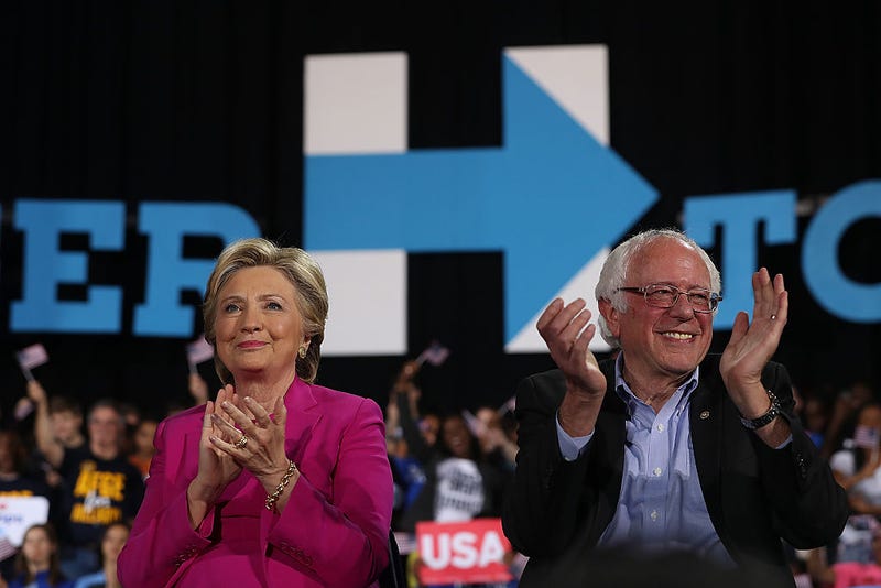 Hillary Clinton and Sen. Bernie Sanders Clinton (Justin Sullivan/Getty Images)