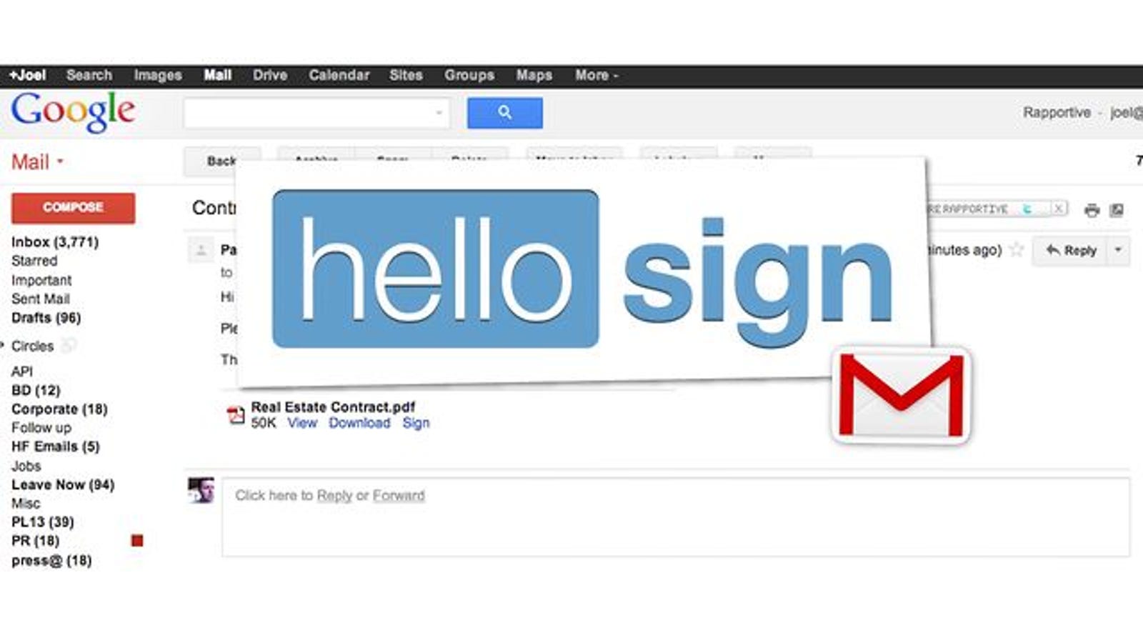 HelloSign Electronically Signs Documents Right from Gmail