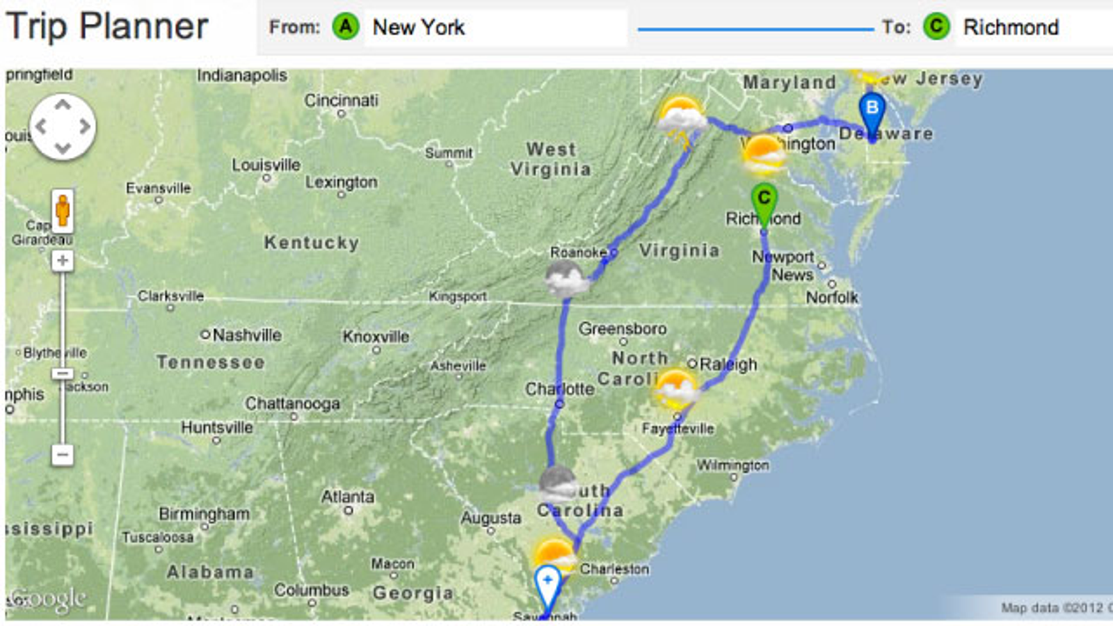 road trip planner with weather forecast