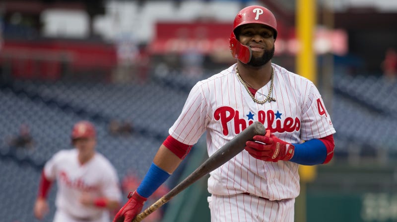 carlos santana smashed a tv with a bat because the phillies were playing fortnite during games - fortnite bat