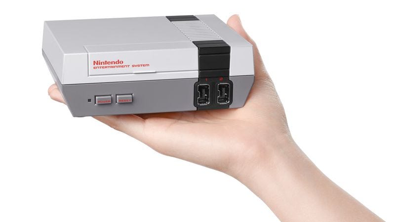 Nintendo's NES Classic Edition is a miniature replica with 30 games built in, and yes, it really is that small. (Photo: Nintendo)