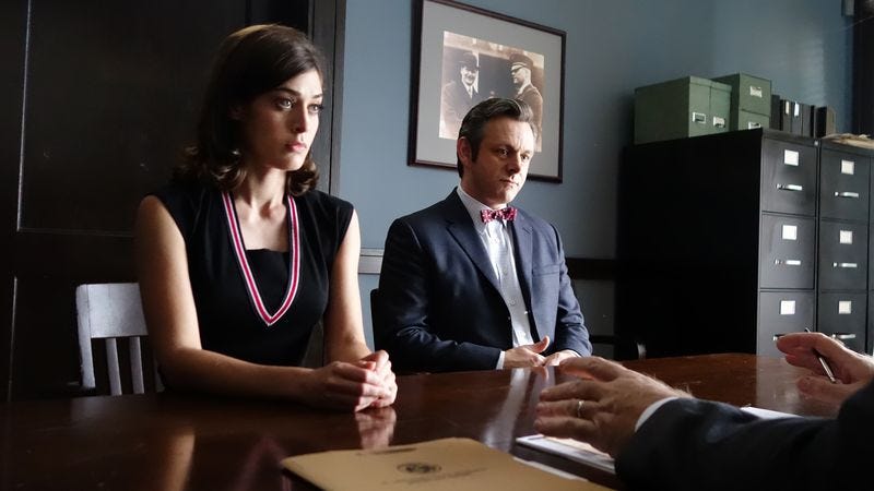 Lizzy Caplan and Michael Sheen