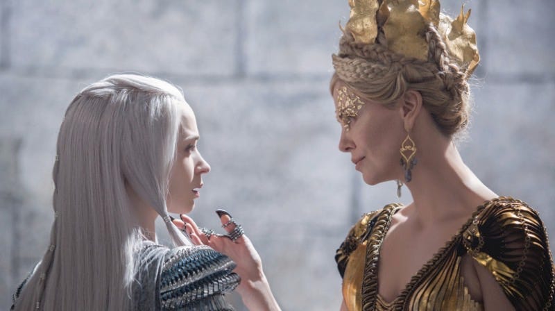 Emily Blunt and Charlize Theron as glamorous rival sister queens in The Huntsman: Winter’s War. Image: Giles Keyte