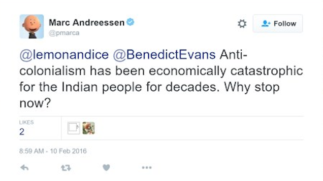 photo of Marc Andreessen Admits Facebook's Free Basics Is Colonialism and That He's a Dickhead in One Magnificently Bad Tweet  image