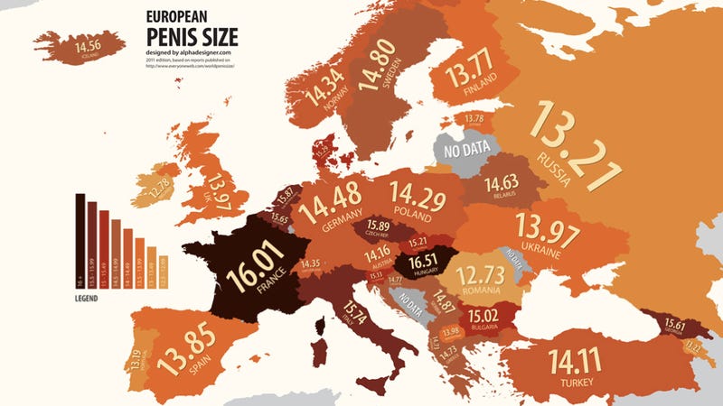 A Totally Worthless Map Of European Penis Sizes-1546