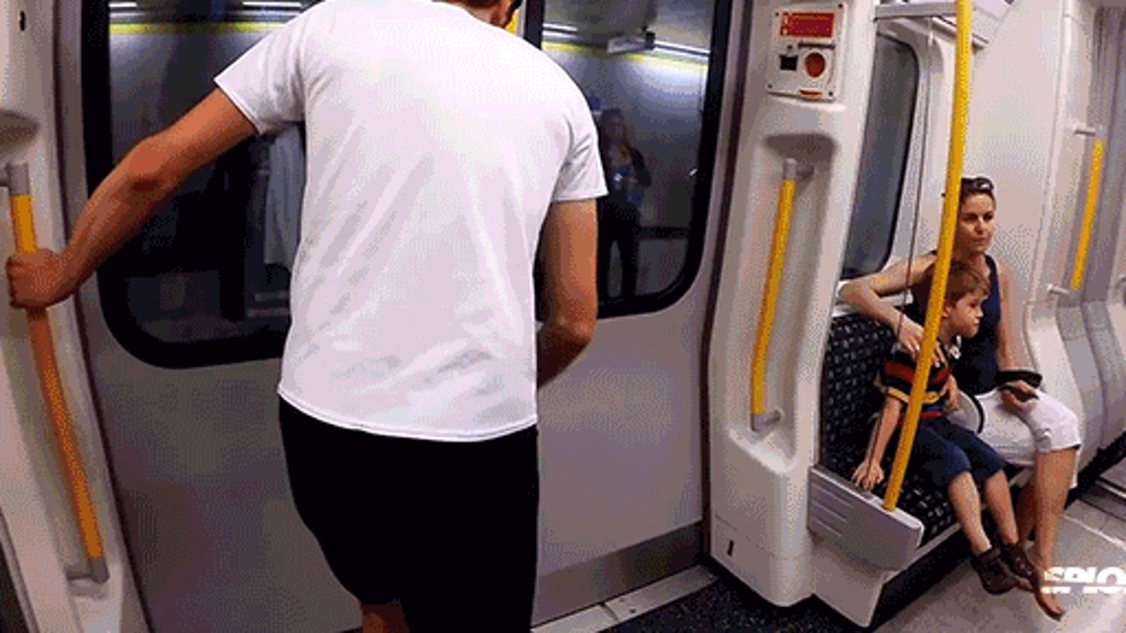 Man runs out of subway car and races it to get back in at next station