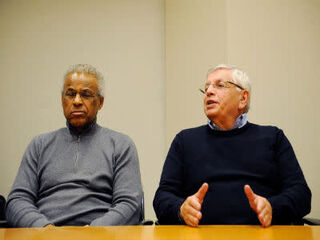 Former NBPA Executive Director Billy Hunter andNBA Commissioner David Stern (Patrick McDermott/Getty Images)