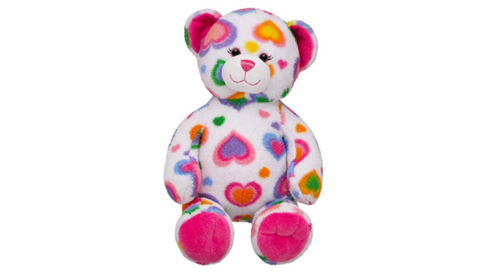 colorful hearts teddy bear