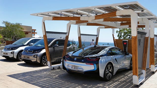 BMW S Solar Powered Carport Is A Carbon Fiber And Bamboo