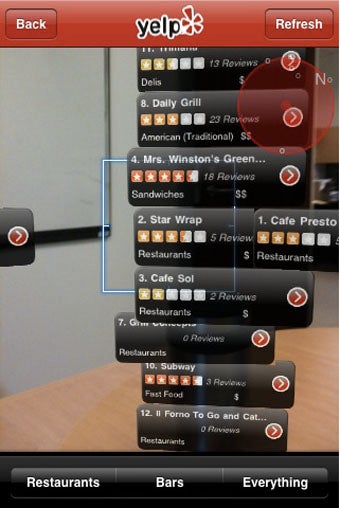 Illustration for article titled Augmented Reality Yelp Will Murder All Other iPhone Restaurant Apps, My Health