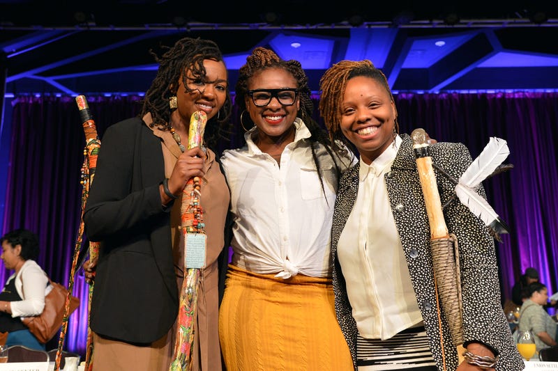 #BlackLivesMatter co-founders Opal Tometi, Alicia Garza and Patrisse Cullors appear onstage during a breakfast honoring them by the New York Women’s Foundation on May 14, 2015, in New York City.Slaven Vlasic/Getty Images fot The New York Women's Foundation