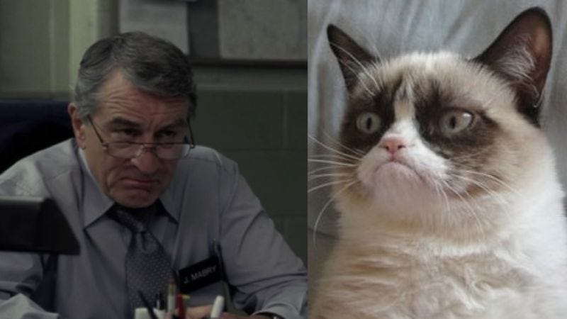 Here's A Photo Of Robert De Niro And Grumpy Cat That I'm Posting To 