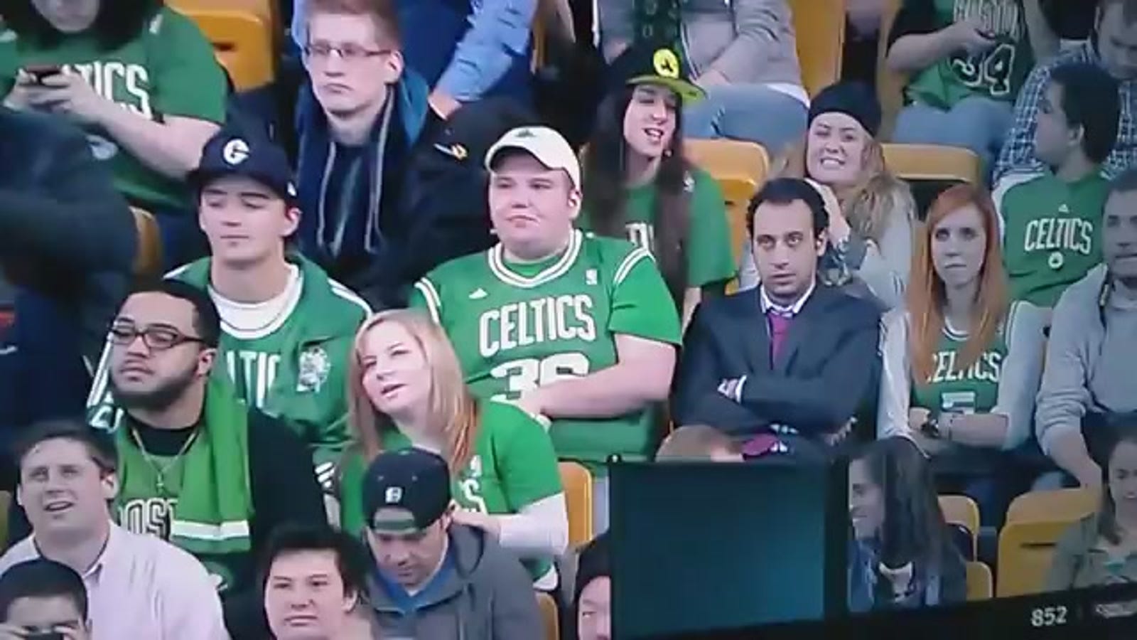 Here's A Lady Pantomiming A Double Blowjob At The Celtics Game Last Night