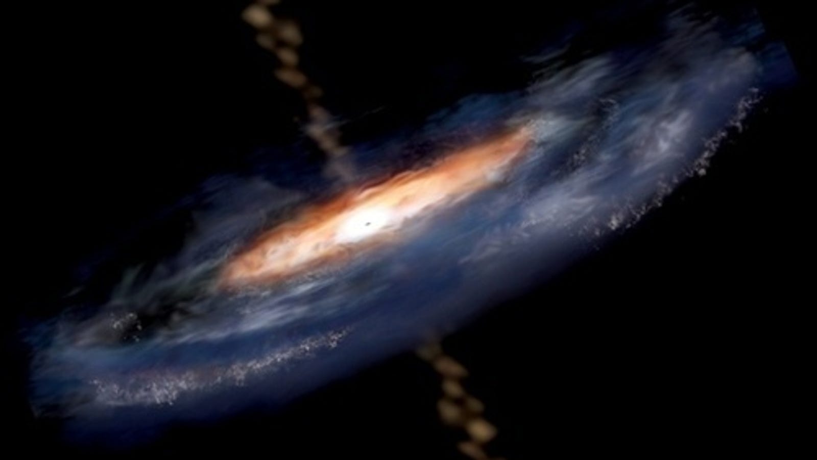 Wandering cosmic gas clouds light up the center of galaxies