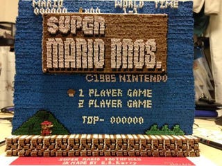 Illustration for article titled Super Mario Bros. Screenshot Recreated with 14,000 Toothpicks