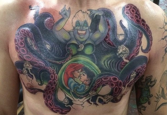 Now This Is An Epic​ Little Mermaid Chest Tattoo