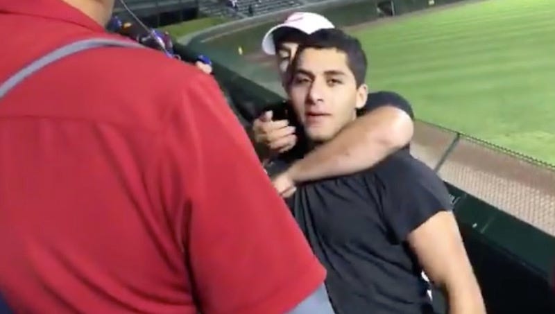 Illustration for article titled Sloppy Wrigley Bleacher Fight Features One Heroic Peacekeeper And One Racist Bro