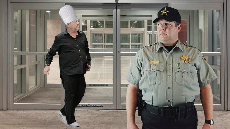 Harvey Weinstein wearing a chef's hat.