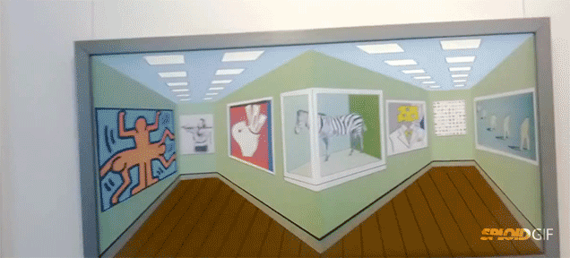 Optical illusion painting changes its perspective as you move around it