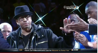 Allen Iverson at a halftime ceremony SaturdayESPN screenshot