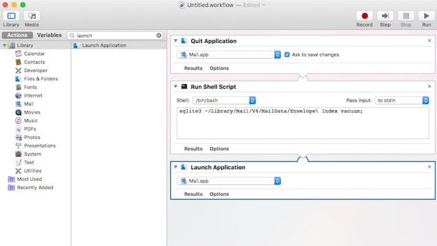photo of Speed Up Apple Mail with a Database-Cleaning Automator Task image