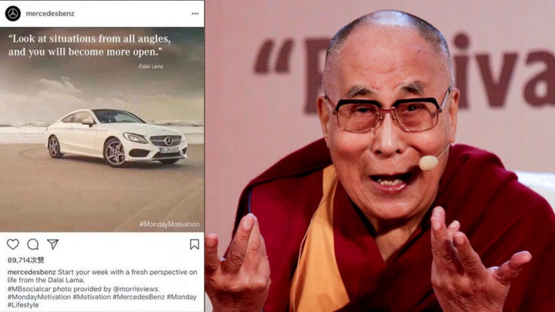 Illustration for article titled Mercedes-Benz Apologizes For Quoting Dalai Lama On InstagramÂ