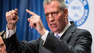 New York City Mayor Bill de Blasio speaks at a recent press conference.Andrew Burton/Getty Images
